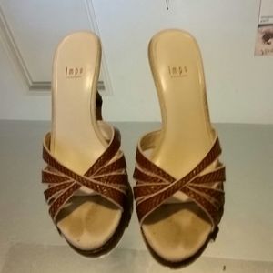 Brown and grey heels